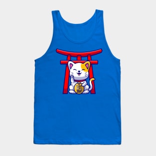 Cute Lucky Cat Cartoon Tank Top